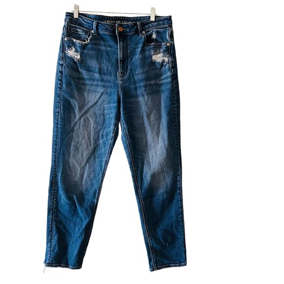 American Eagle Outfitters High Rise Mom Jeans Size 12 Long Blue - Picture 2 of 11